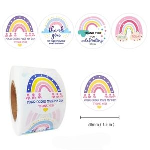 5x25 / 100 Thank You Rainbow Stickers